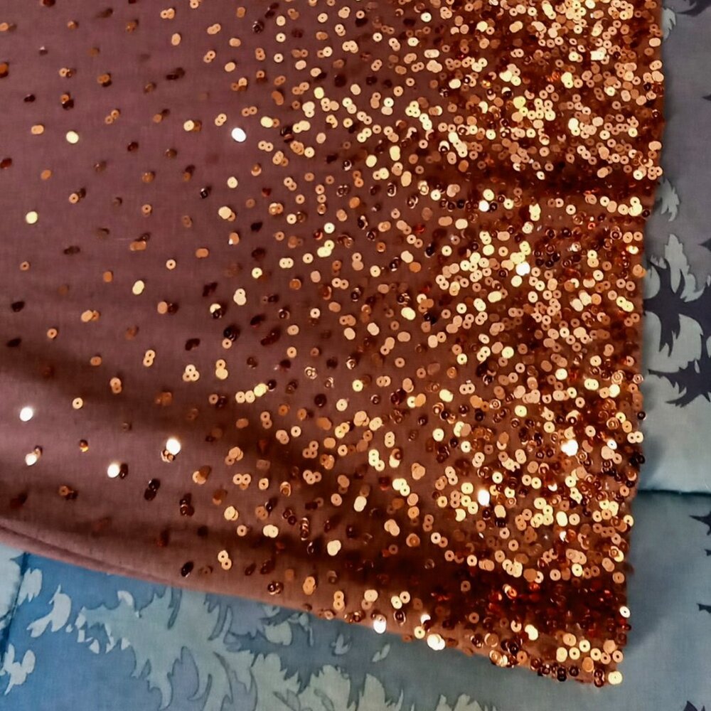 Cool Shimmery Maurice’s Copper Gold Sequins Rock-n-Roll Brown Short Sleeve Top - Picture 6 of 16